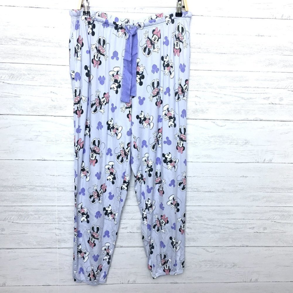 NEW Disney Women's Purple Pajamas Minnie Mouse Long Sleeves Jogger Pants Medium - Picture 2 of 13